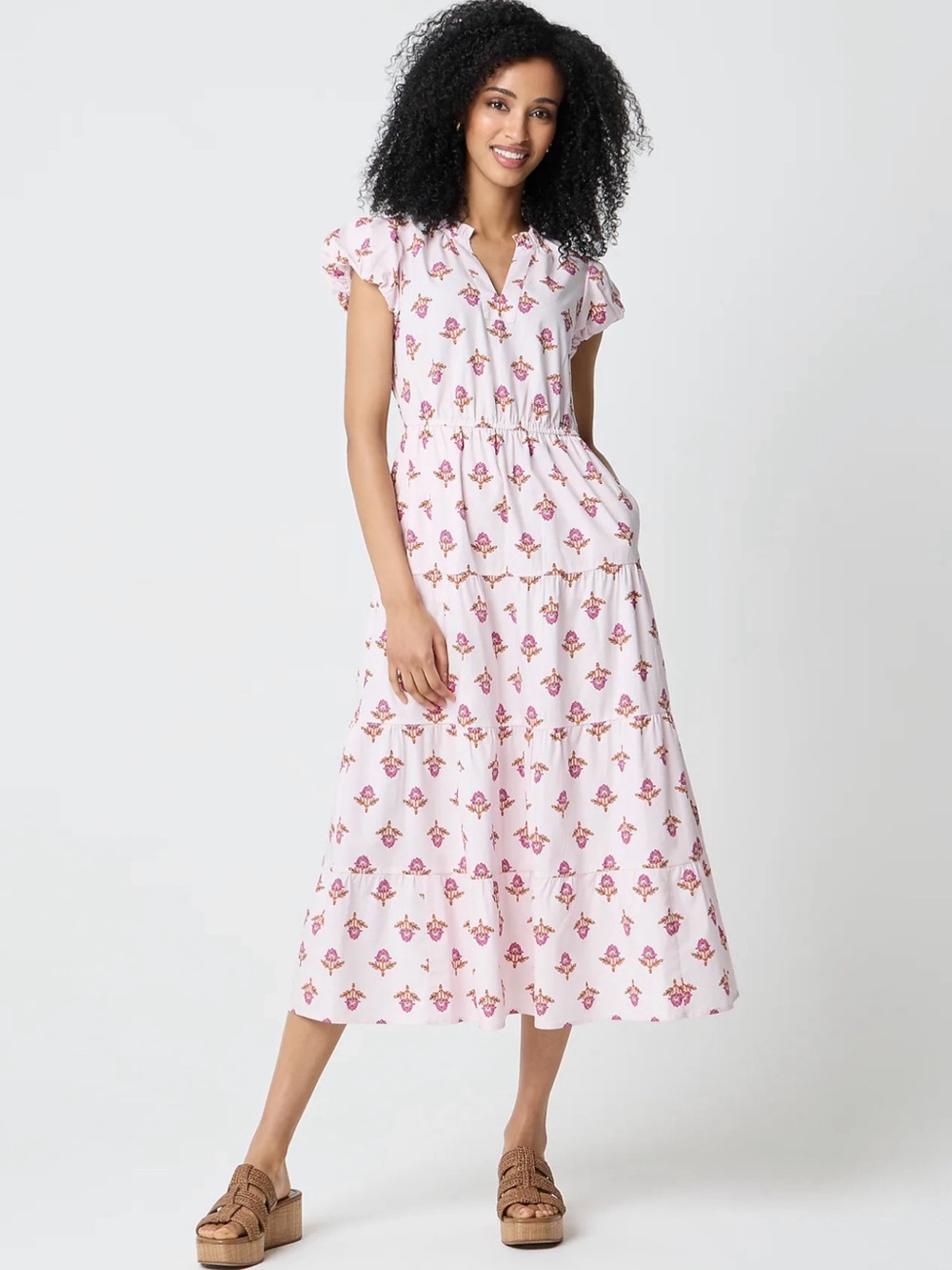 J. Crew Willa midi dress • size 6 • NWT • pink floral midi dress • CN252